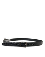 Dolce & Gabbana Black Leather Silver Metal Buckle Belt - Zeiniez