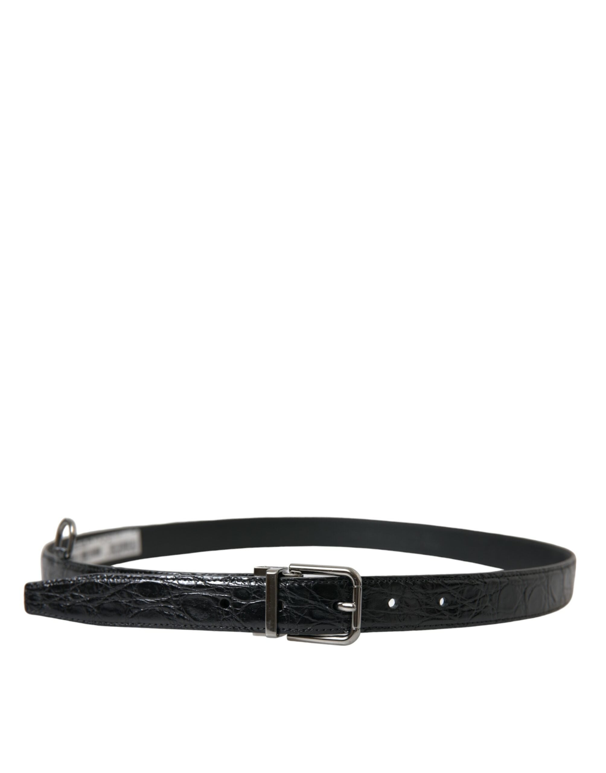 Dolce & Gabbana Black Leather Silver Metal Buckle Belt - Zeiniez
