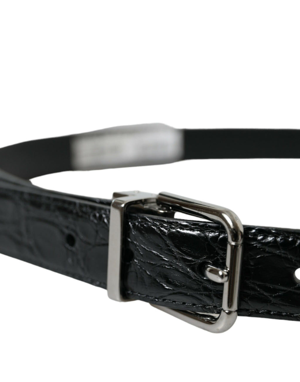 Dolce & Gabbana Black Leather Silver Metal Buckle Belt - Zeiniez