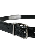 Dolce & Gabbana Black Leather Silver Metal Buckle Belt - Zeiniez
