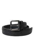 Dolce & Gabbana Black Exotic Leather Silver Metal Buckle Belt - Zeiniez