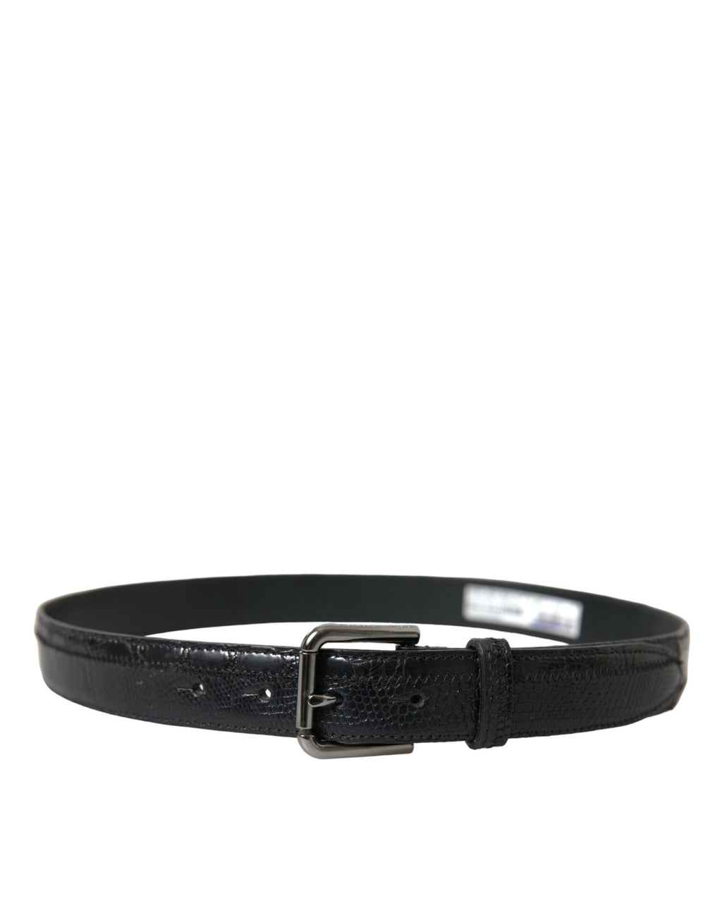 Dolce & Gabbana Black Exotic Leather Silver Metal Buckle Belt - Zeiniez