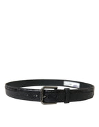 Dolce & Gabbana Black Exotic Leather Silver Metal Buckle Belt - Zeiniez