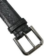 Dolce & Gabbana Black Exotic Leather Silver Metal Buckle Belt - Zeiniez