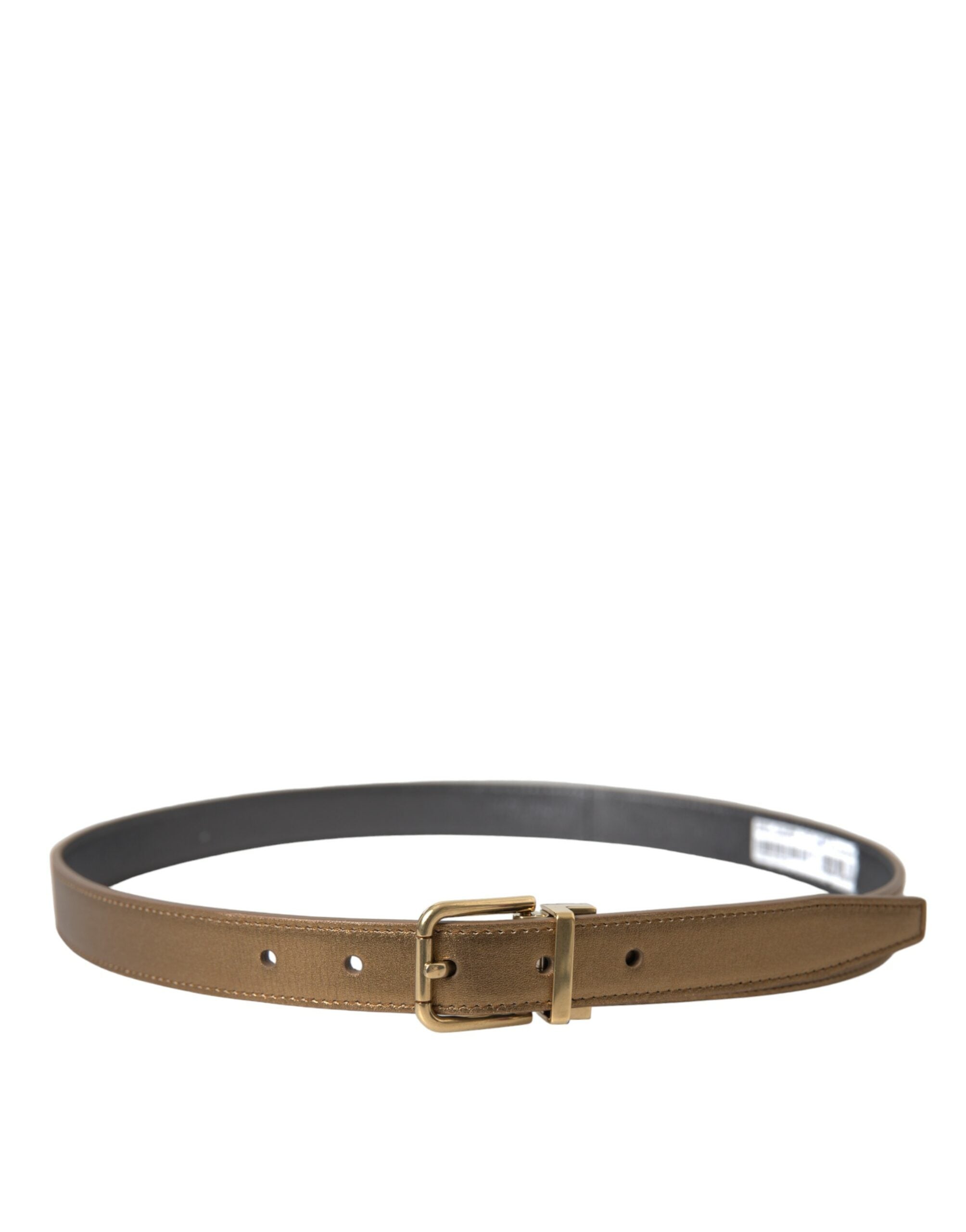 Dolce & Gabbana Metallic Gold Calf Leather Metal Buckle Belt - Zeiniez