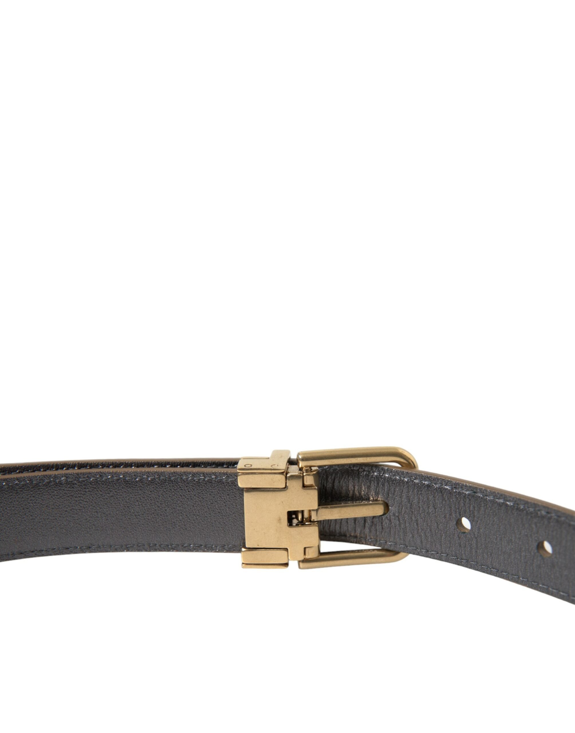 Dolce & Gabbana Metallic Gold Calf Leather Metal Buckle Belt - Zeiniez