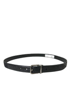 Dolce & Gabbana Black Leather Silver Metal Buckle Belt - Zeiniez