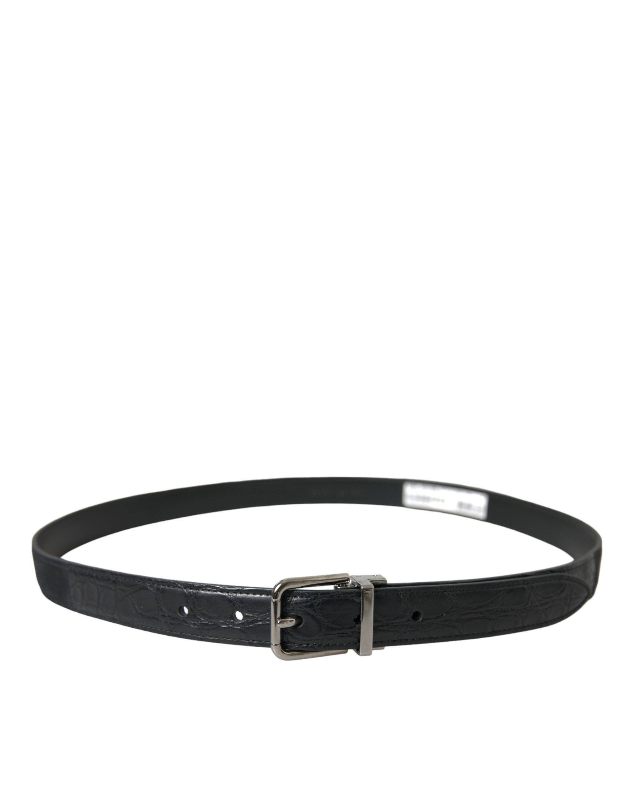 Dolce & Gabbana Black Leather Silver Metal Buckle Belt - Zeiniez