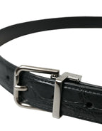 Dolce & Gabbana Black Leather Silver Metal Buckle Belt - Zeiniez