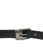 Dolce & Gabbana Black Leather Silver Metal Buckle Belt - Zeiniez