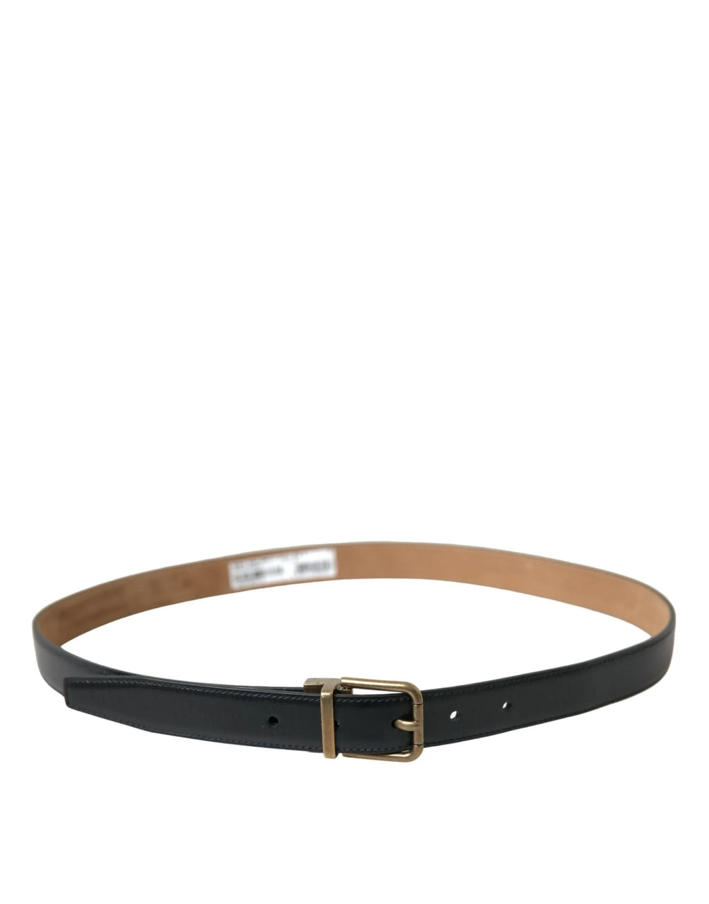 Dolce & Gabbana Black Calf Leather Gold Metal Buckle Belt - Zeiniez