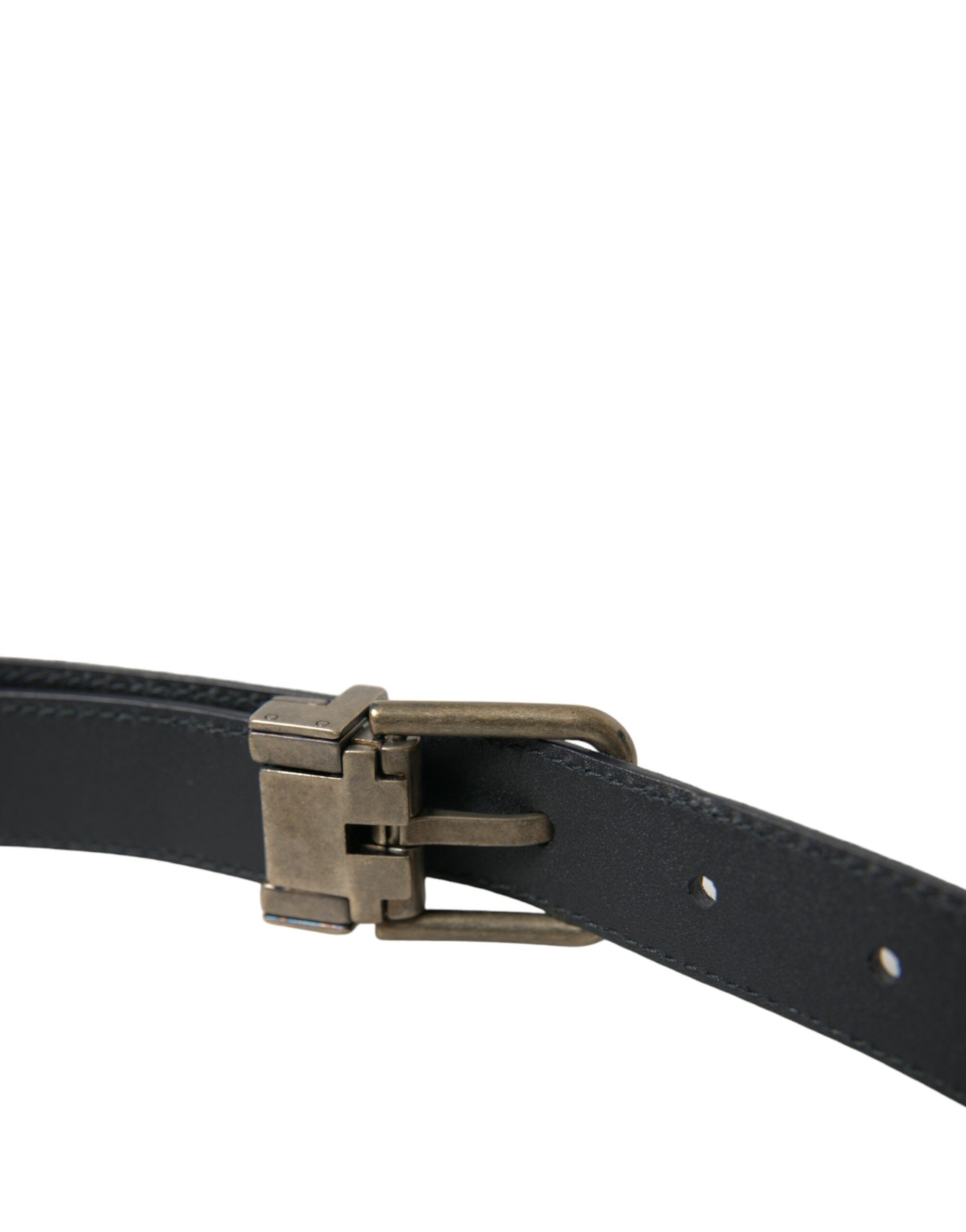 Dolce & Gabbana Blue Suede Leather Gold Metal Buckle Belt - Zeiniez