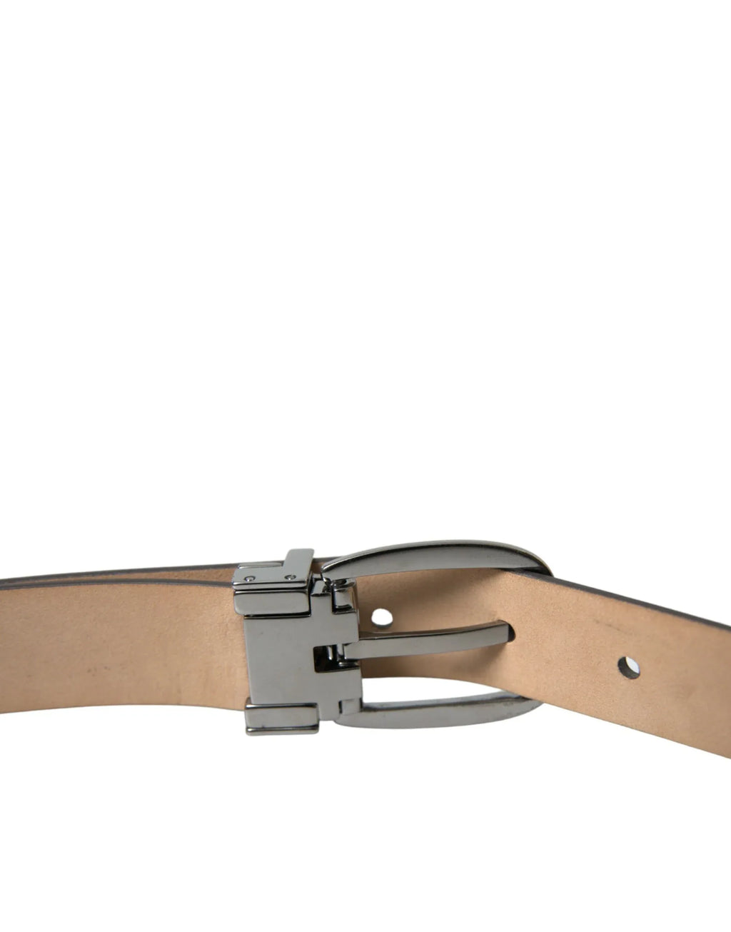 Dolce & Gabbana Dark Brown Leather Silver Metal Buckle Belt - Zeiniez