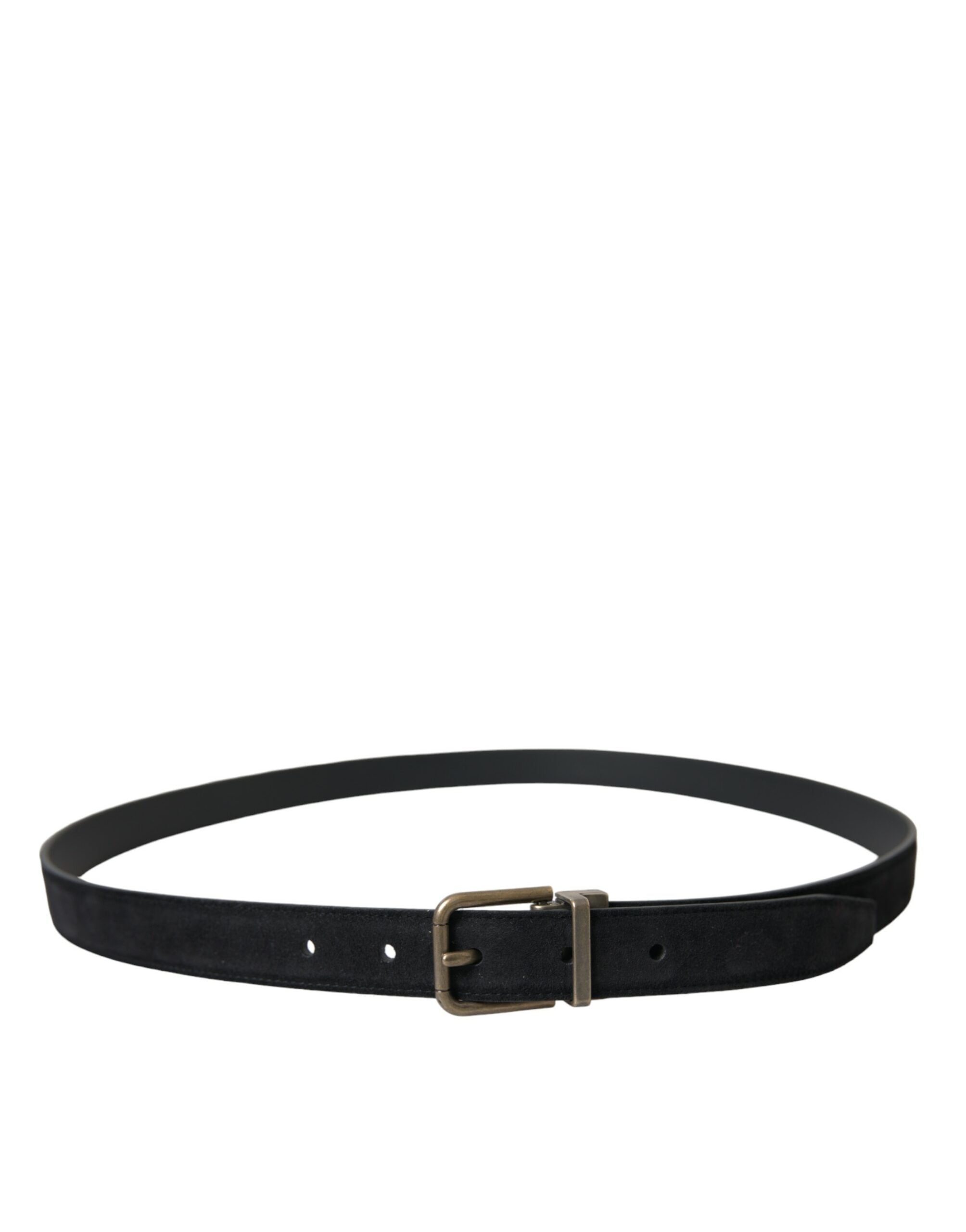Dolce & Gabbana Black Suede Leather Gold Metal Buckle Belt - Zeiniez