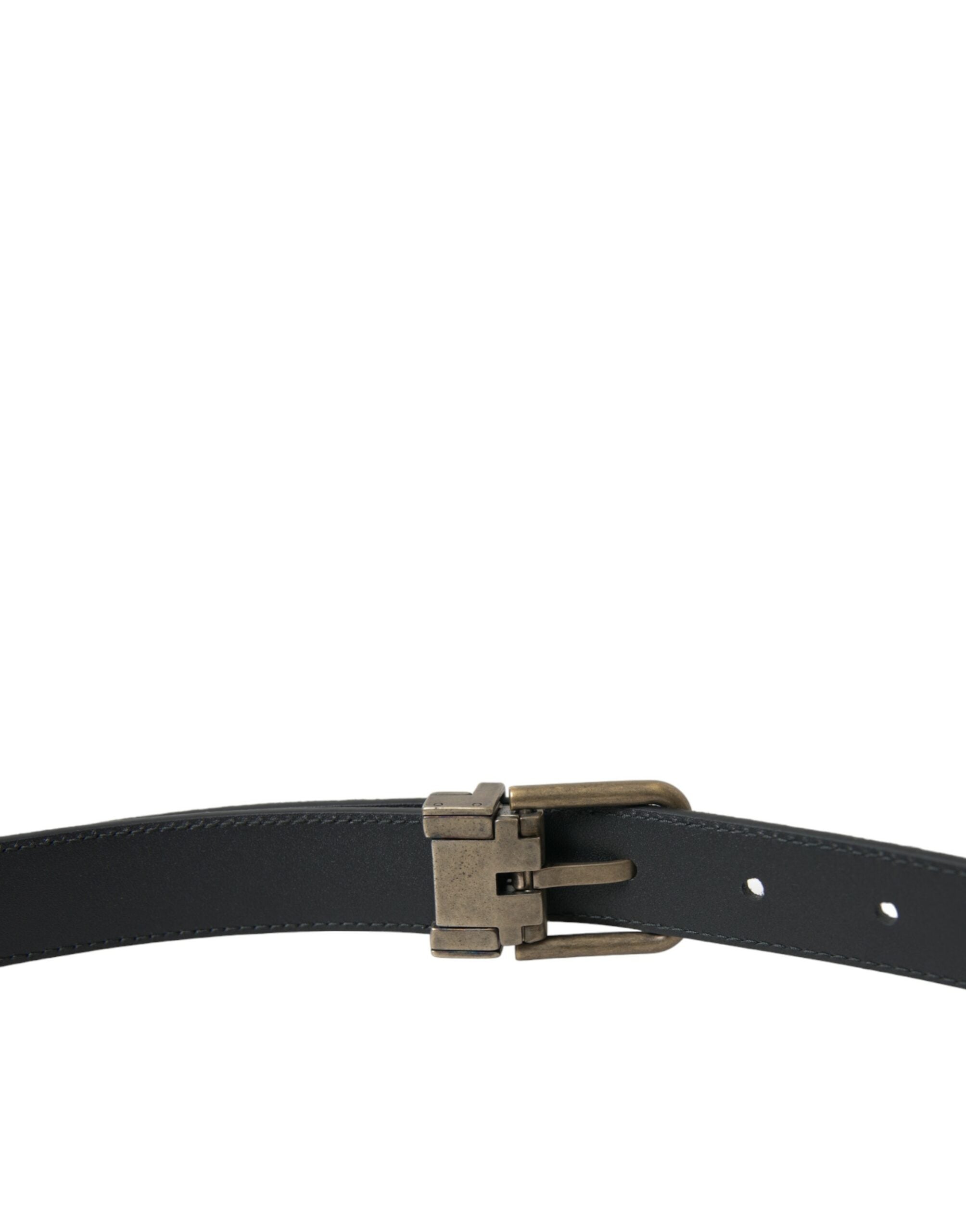 Dolce & Gabbana Black Suede Leather Gold Metal Buckle Belt - Zeiniez