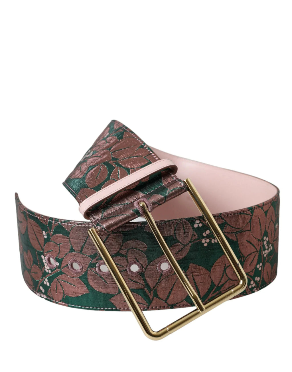 Dolce & Gabbana Multicolor Floral Jacquard Lurex Gold Buckle Belt - Zeiniez