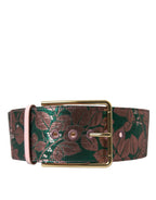 Dolce & Gabbana Multicolor Floral Jacquard Lurex Gold Buckle Belt - Zeiniez