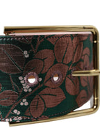 Dolce & Gabbana Multicolor Floral Jacquard Lurex Gold Buckle Belt - Zeiniez