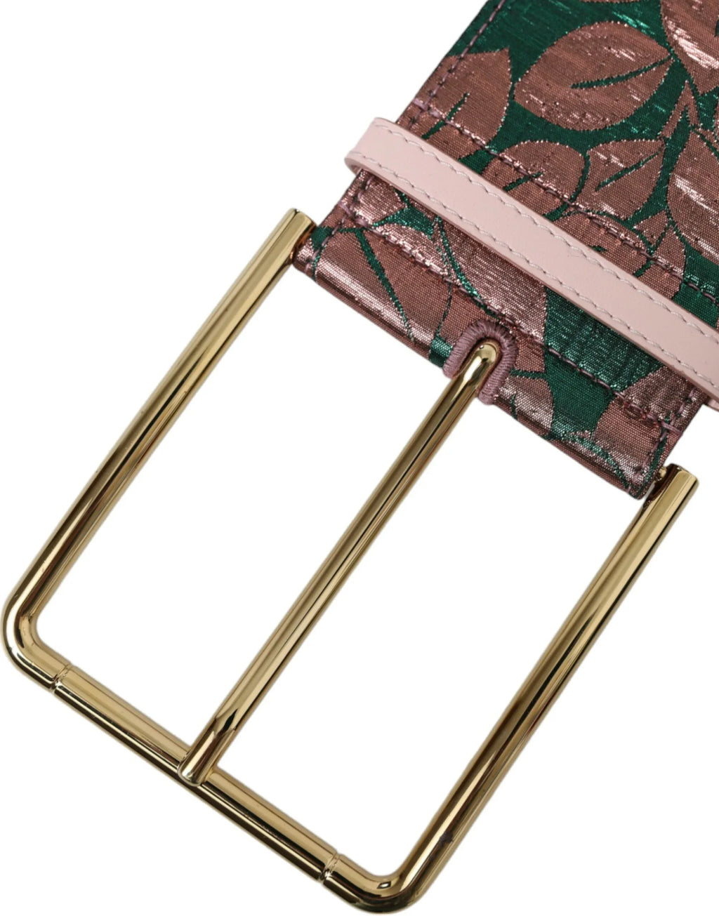 Dolce & Gabbana Multicolor Floral Jacquard Lurex Gold Buckle Belt - Zeiniez