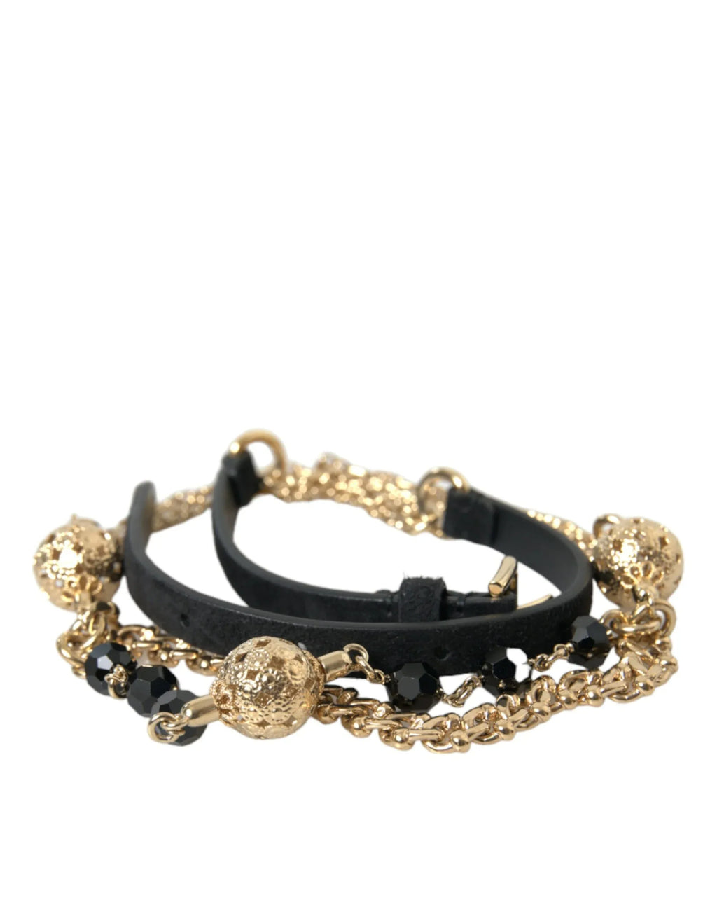 Dolce & Gabbana Black Suede Gold Chain Crystal Waist Belt - Zeiniez