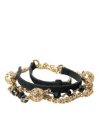 Dolce & Gabbana Black Suede Gold Chain Crystal Waist Belt - Zeiniez