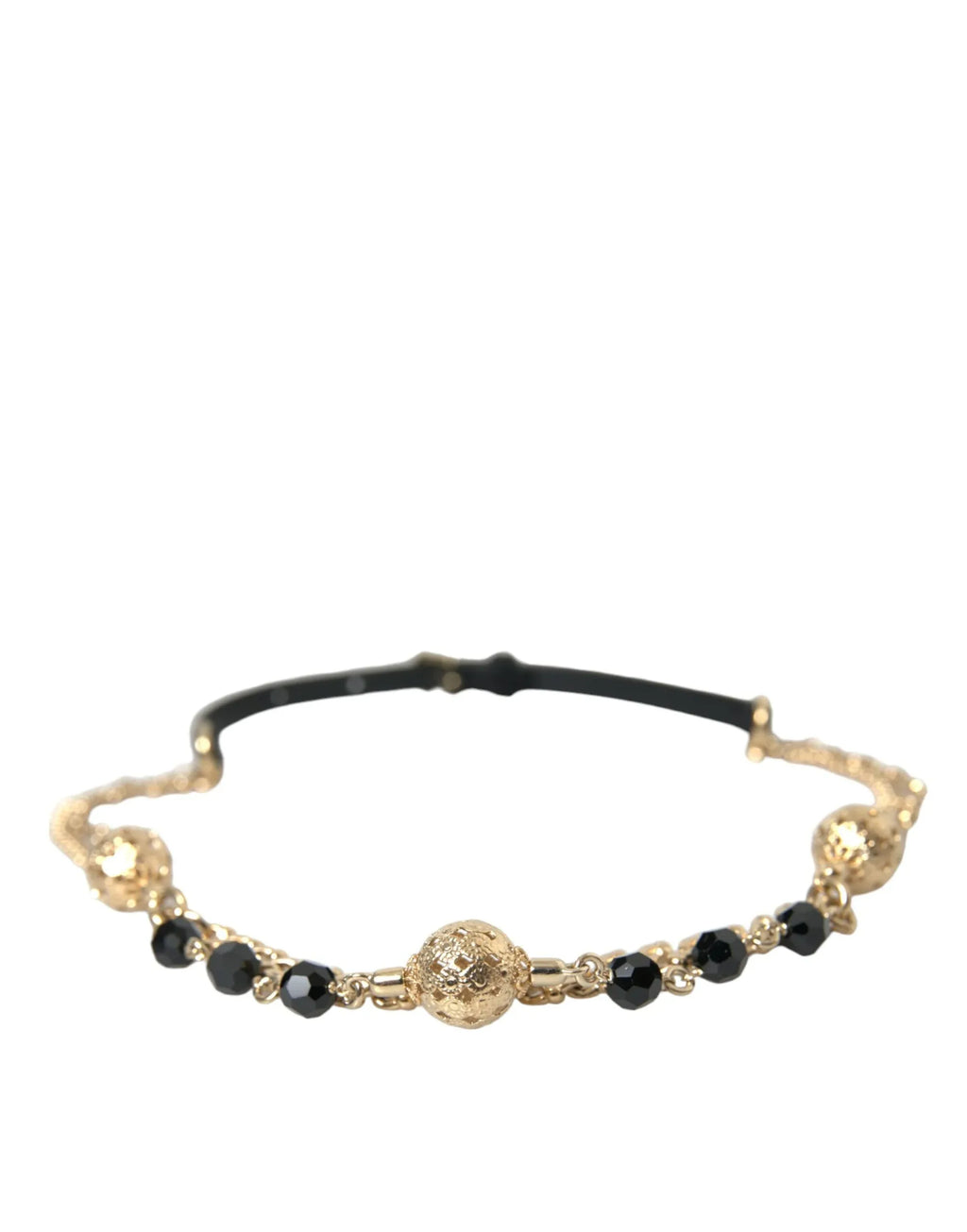 Dolce & Gabbana Black Suede Gold Chain Crystal Waist Belt - Zeiniez