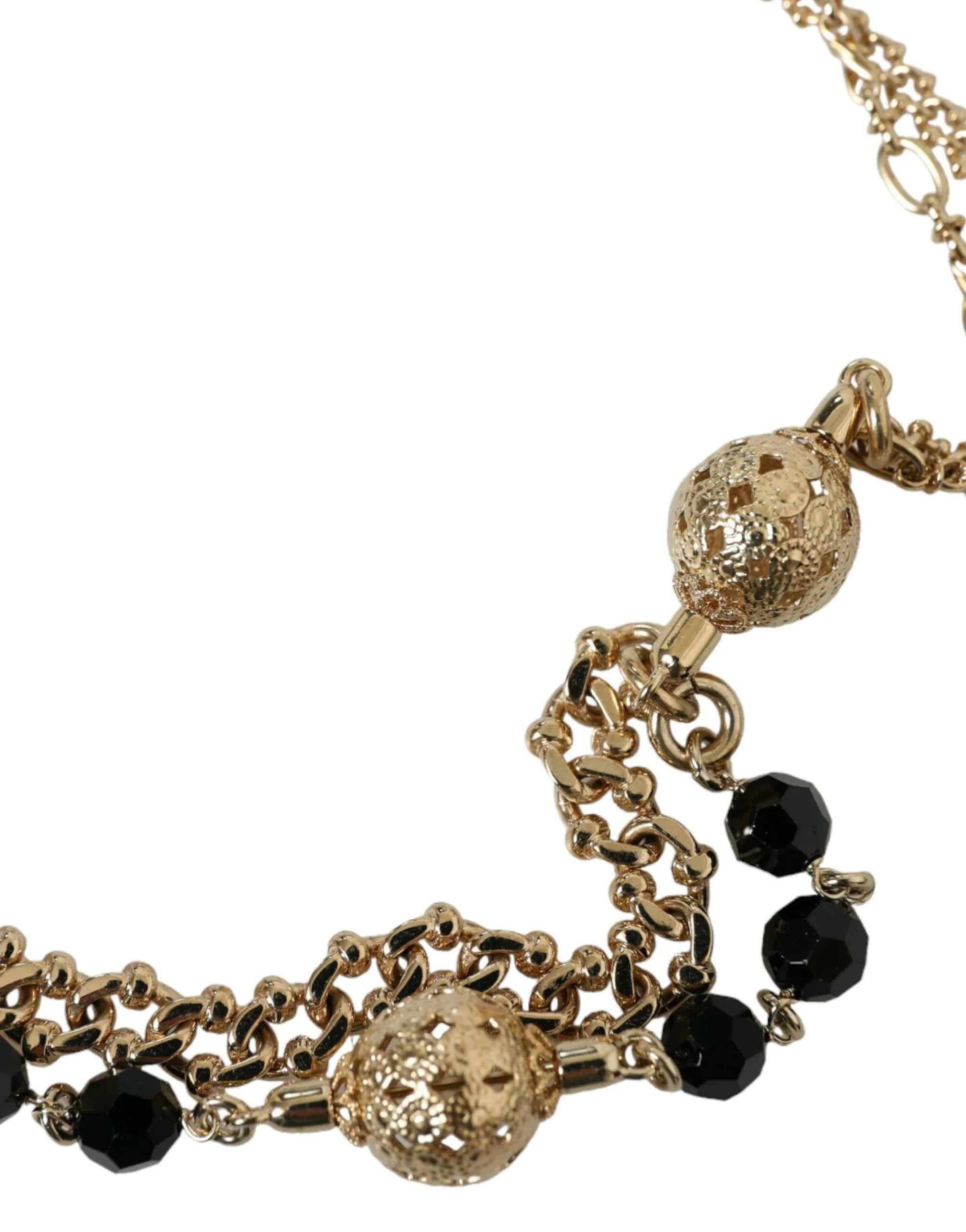 Dolce & Gabbana Black Suede Gold Chain Crystal Waist Belt - Zeiniez