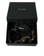 Dolce & Gabbana Black Suede Gold Chain Crystal Waist Belt - Zeiniez