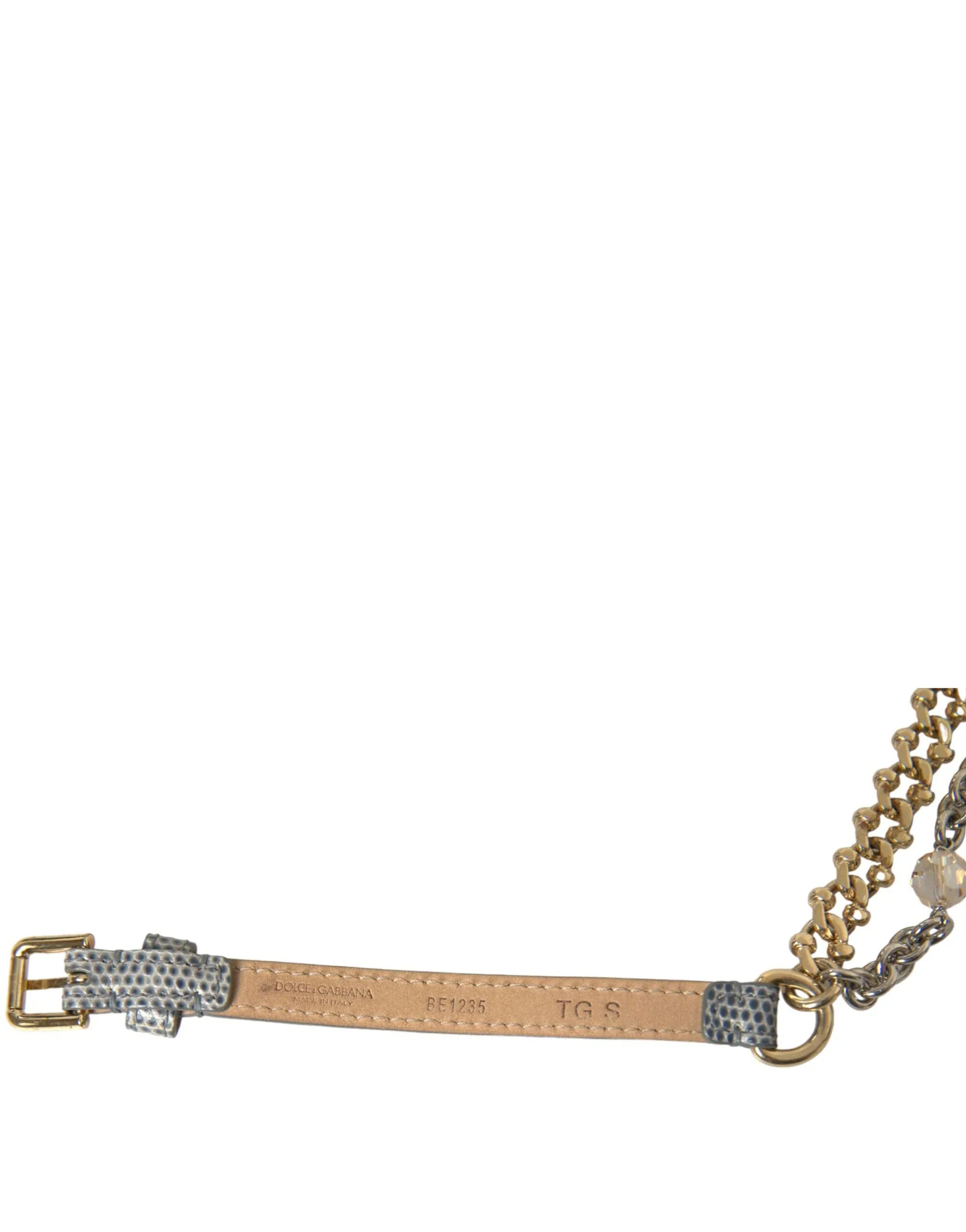 Dolce & Gabbana Blue Braided Gold Brass Chain Waist Belt - Zeiniez