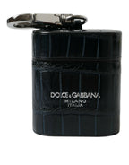 Dolce & Gabbana Black Crocodile Leather Silver Metal Logo Airpods Case - Zeiniez