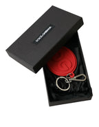 Dolce & Gabbana Red Rubber DG Logo Silver Brass Metal Keyring Keychain - Zeiniez