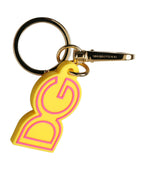Dolce & Gabbana Yellow Rubber Gold Tone Metal DG Logo Keyring Keychain - Zeiniez