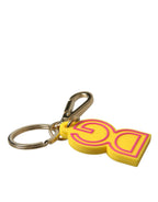 Dolce & Gabbana Yellow Rubber Gold Tone Metal DG Logo Keyring Keychain - Zeiniez