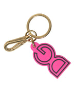 Dolce & Gabbana Pink Rubber Gold Tone Metal DG Logo Keyring Keychain - Zeiniez