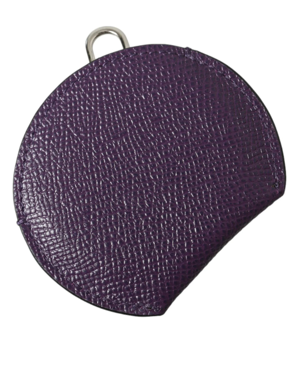 Dolce & Gabbana Purple Calfskin Leather Round Logo Hand Mirror Holder - Zeiniez