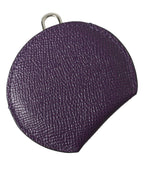 Dolce & Gabbana Purple Calfskin Leather Round Logo Hand Mirror Holder - Zeiniez