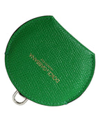 Dolce & Gabbana Green Calfskin Leather Round Logo Hand Mirror Holder - Zeiniez