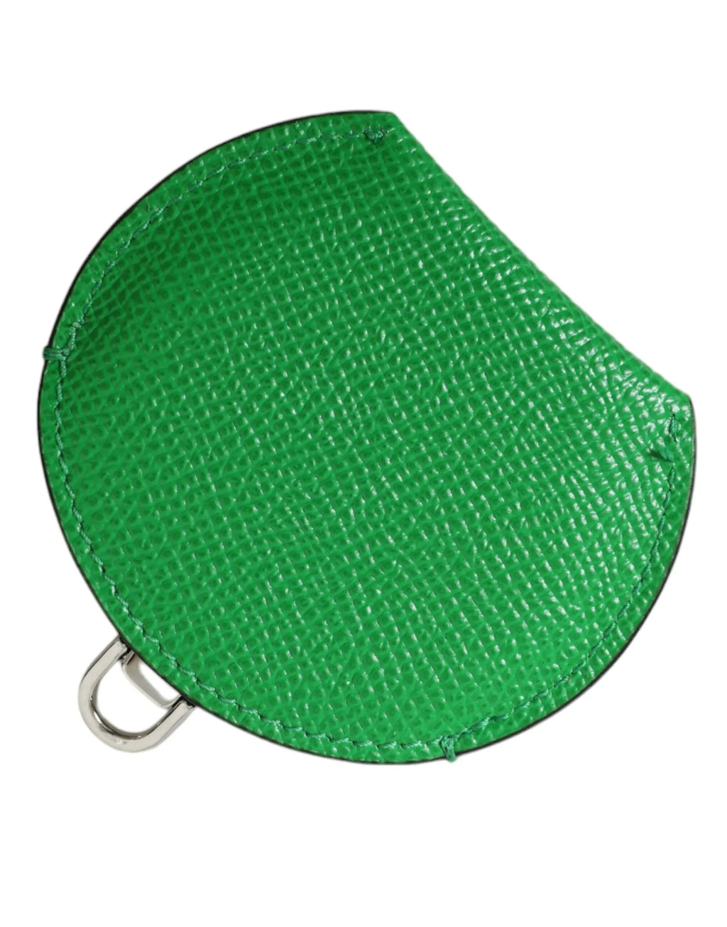 Dolce & Gabbana Green Calfskin Leather Round Logo Hand Mirror Holder - Zeiniez