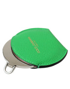 Dolce & Gabbana Green Calfskin Leather Round Logo Hand Mirror Holder - Zeiniez