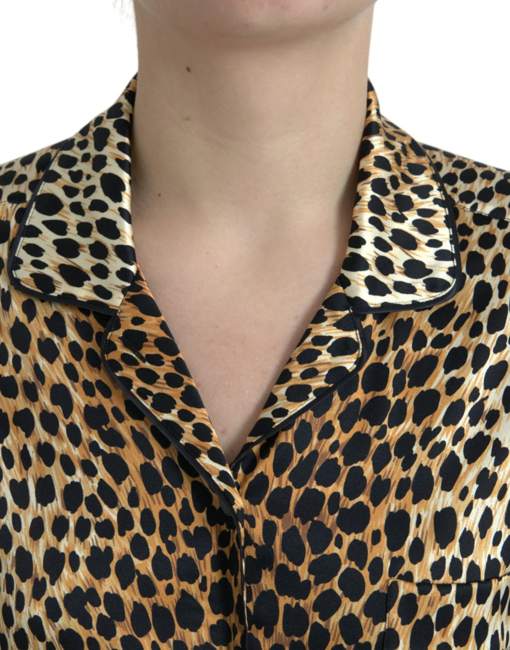 Dolce & Gabbana Brown Leopard Print Long Sleeves Blouse Top - Zeiniez
