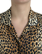Dolce & Gabbana Brown Leopard Print Long Sleeves Blouse Top - Zeiniez