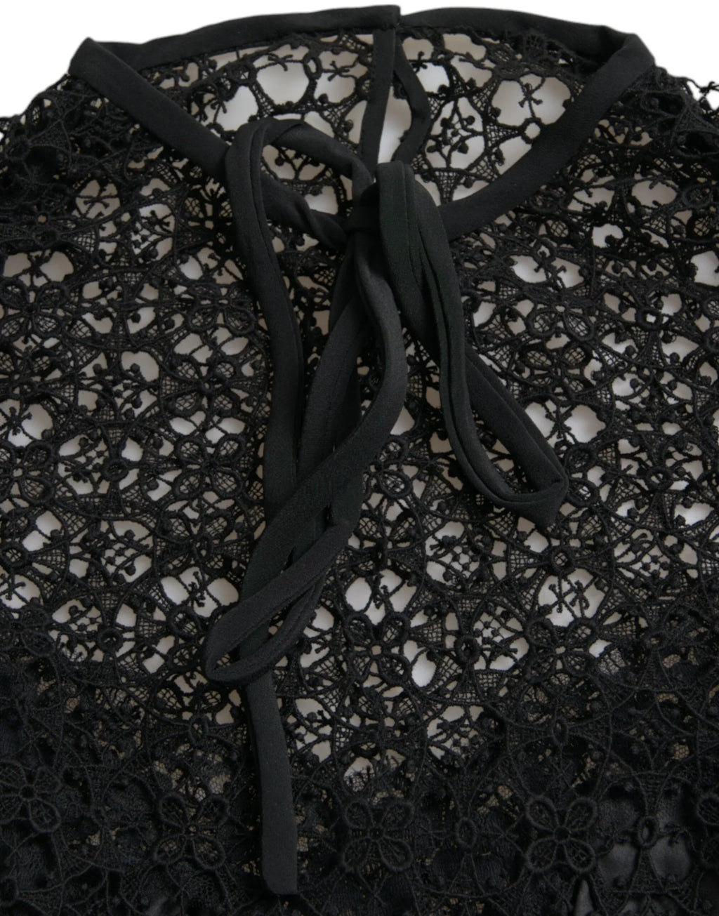 Dolce & Gabbana Black Floral Lace Short Sleeves Blouse Top - Zeiniez