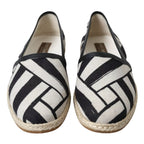 Dolce & Gabbana Black White Stripes Slip On Espadrille Shoes - Zeiniez