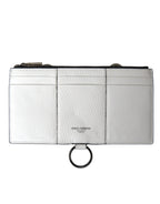 Dolce & Gabbana White Calfskin Leather Large Crossbody Card Holder Wallet - Zeiniez