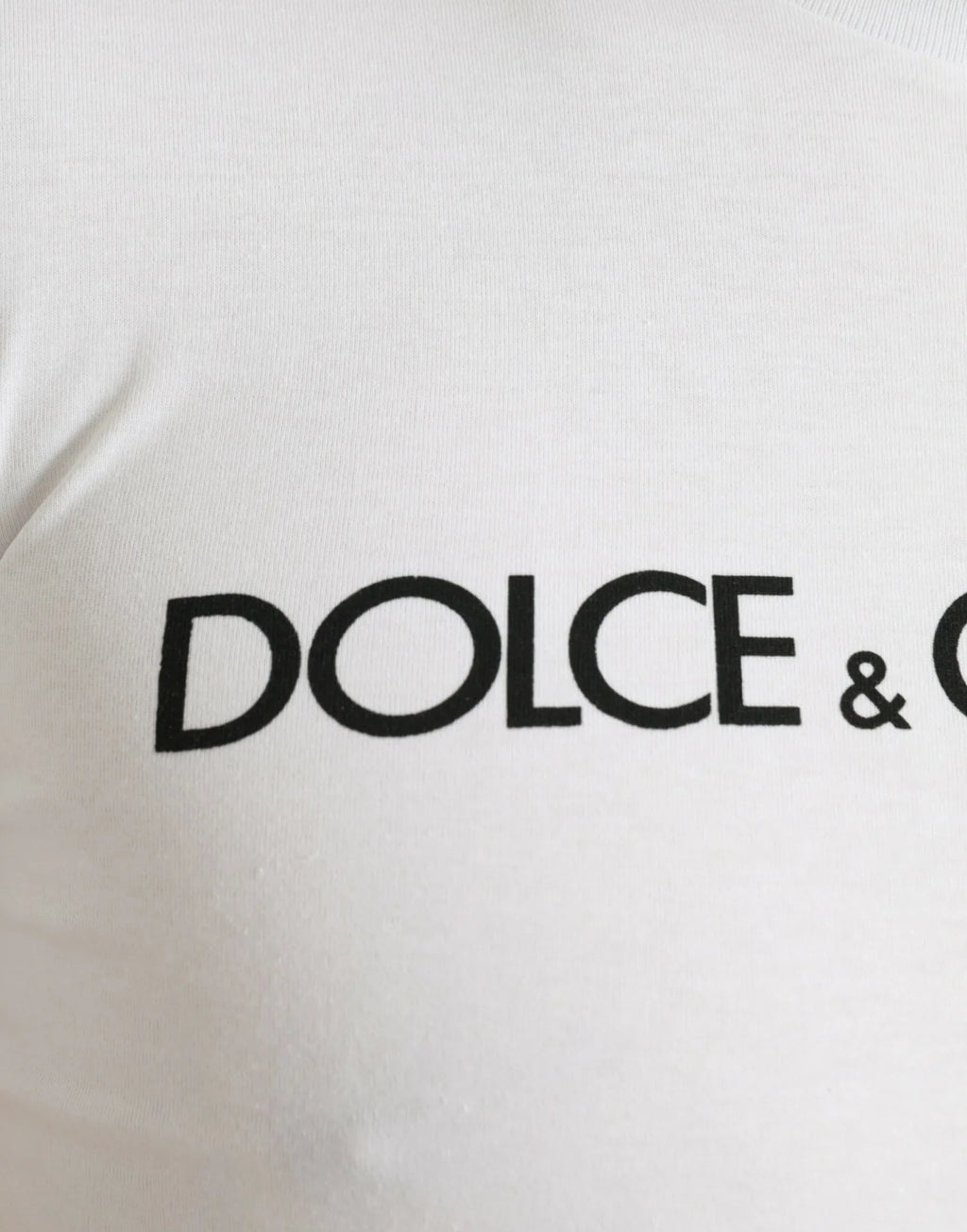 Dolce & Gabbana White Logo Print Cotton Crew Neck T-shirt - Zeiniez