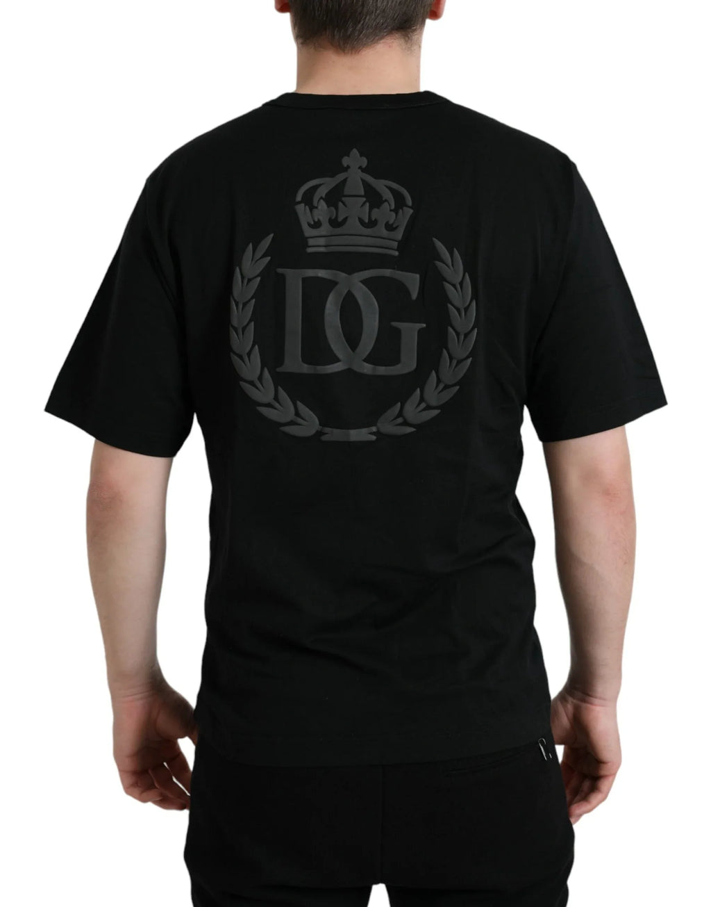 Dolce & Gabbana Black Logo Embossed Crew Neck Short Sleeves T-shirt - Zeiniez
