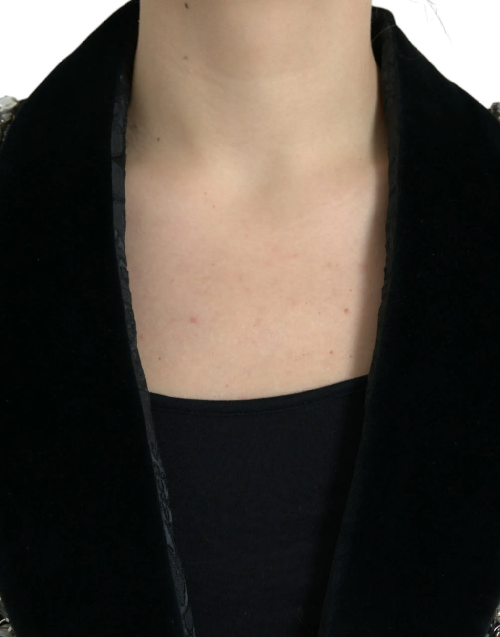 Dolce & Gabbana Black Crystal Embellished Overcoat Jacket - Zeiniez