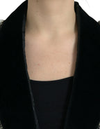 Dolce & Gabbana Black Crystal Embellished Overcoat Jacket - Zeiniez