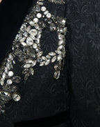 Dolce & Gabbana Black Crystal Embellished Overcoat Jacket - Zeiniez