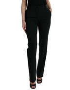 Dolce & Gabbana Black Wool Mid Waist Tapered Pants - Zeiniez